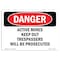 Signmission OSHA Danger Sign, 7" Height, 10" Width, Rigid Plastic, Active Mines Keep Out Trespassers, Landscape OS-DS-P-710-L-1892 - alternate 1